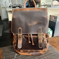 Brown Leather Backpack