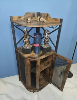 Rustic Industrial Corner Bar Cabinet
