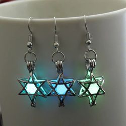 Beautiful Blue Luminous Solar Glow Star Earrings