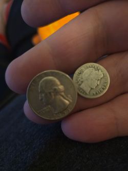 90% silver 1953 quarter and 1914s barber dime
