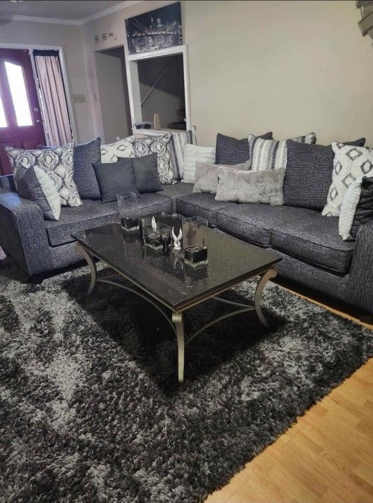 Light Gray Dark Gray And White Sectional