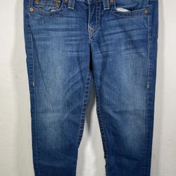 True Religion Lizzy Women's Size 30 Cropped Jeans Denim Pants World Tour USA