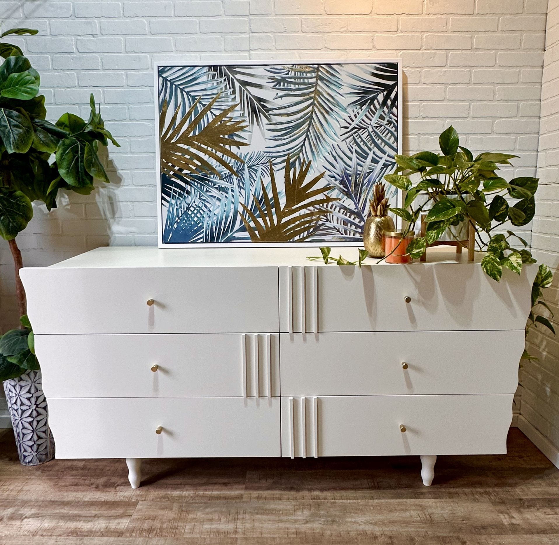 Modern Dresser 6 Drawer White By Huppe&Freres Refinished 