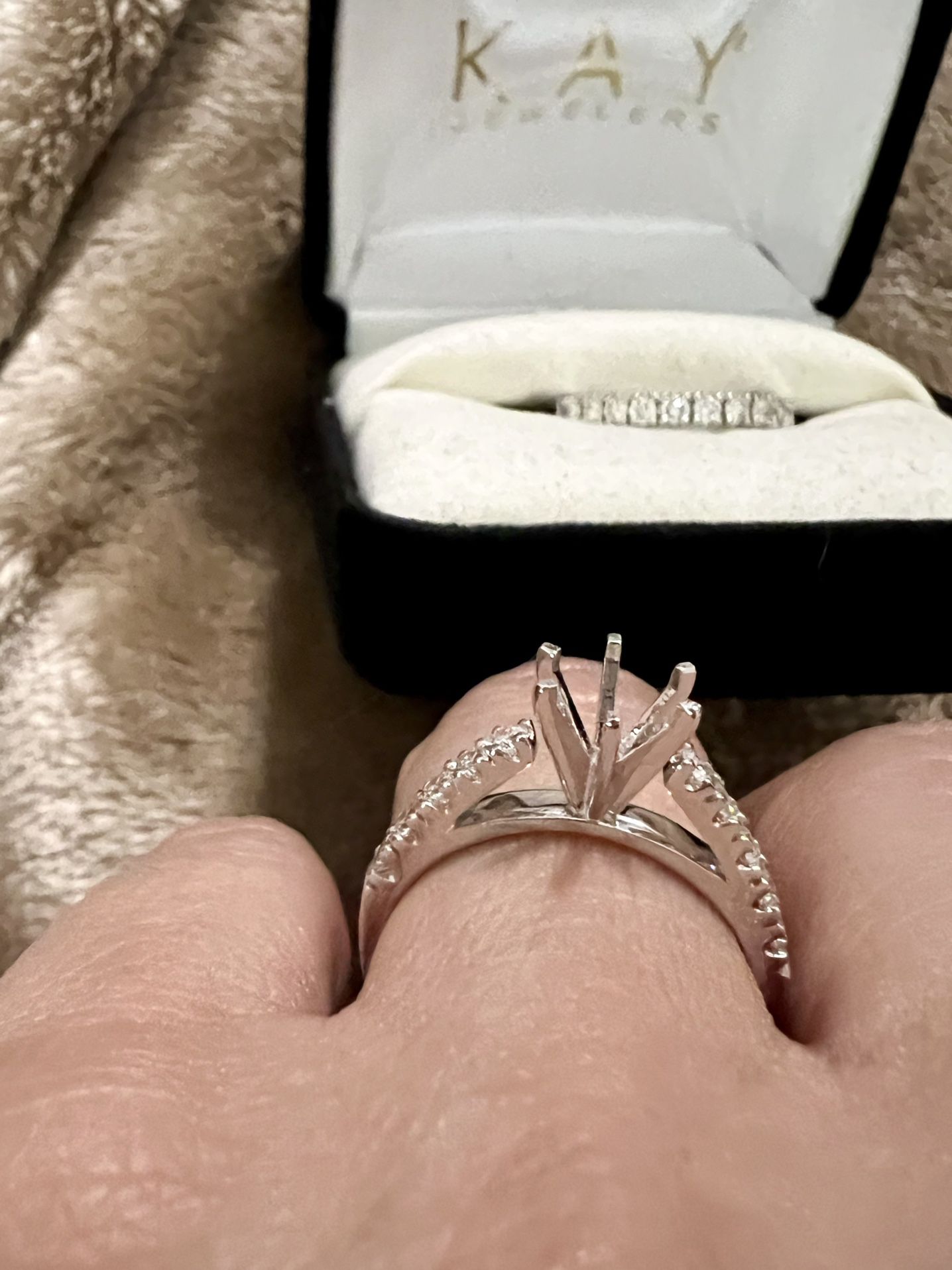 Diamond Engagement Ring Setting & Diamond Band (Set)