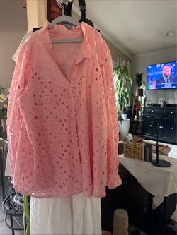Cotton lined cotton pink summer pink large blouse