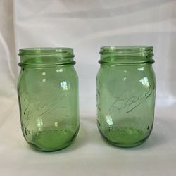 (2) Pint Green Ball Perfection Mason Jars 100Th Anniversary