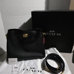 Coach Shoulder Bag Willow Crossbody C2621 Leather Gold Hardware Black