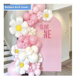 HEMMOTOP 7.2ft Pink Arch Backdrop Cover (Arch Stand Not Included), Spandex Arch Covers, Stretchy Balloon Backdrop for Birthday Party, Baby Shower, Arc