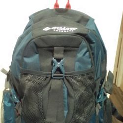 Brand New Navy Blue Outdoor Products Backpack With Grey Tumbler Water bottle 