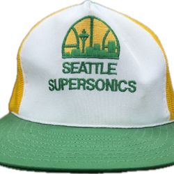 Vintage SEATTLE SUPERSONICS Trucker Cap Hat Snapback Mesh Sports Unlimited