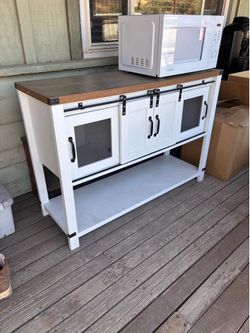 White Kitchen Cabinet Buffet Coffee Bar