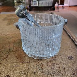 Vintage 4x5 Crystal  And Chrome Ice Bucket 