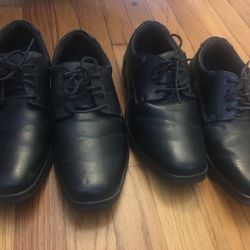 Boys Black Dress Shoes 4M and Rain boots (4 & 13)