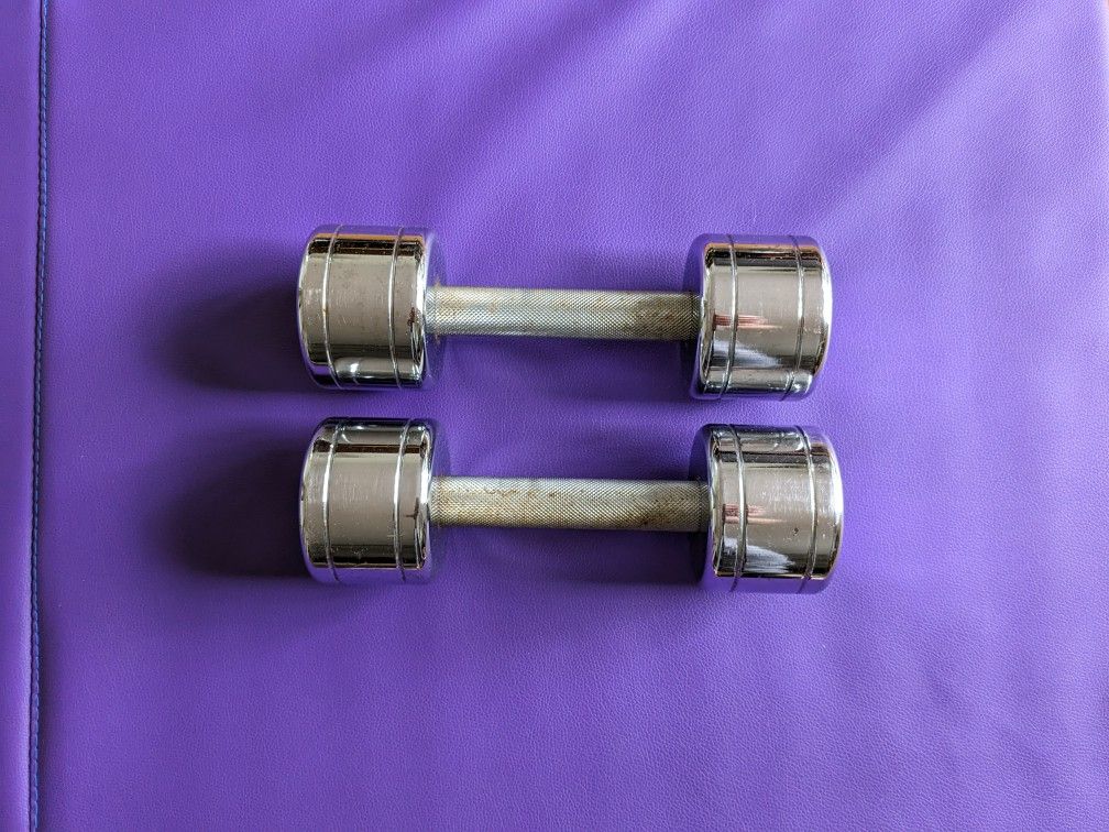 Pair Of 12 Pound Chrome Dumbbells 