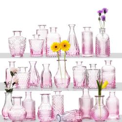 Glass Bud Vases Set, 24Pcs Small Vases for Flowers Arrangements, Cute Flower Vase in Bulk for Centerpiece Table Decorations, Entryways, Floral Rustic 