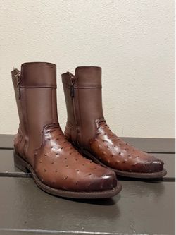 Wild West ostrich double zipper boot