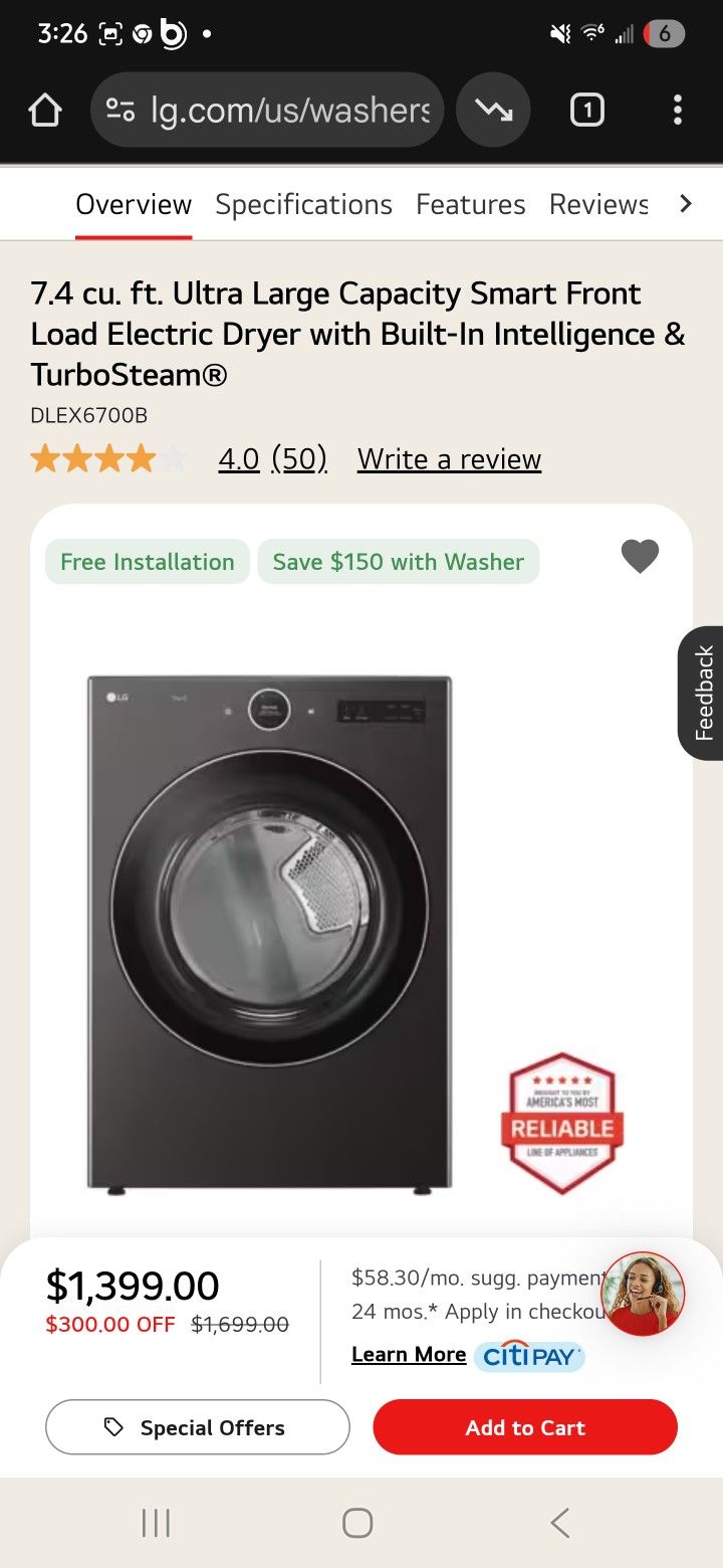 Lg Washer And Dryer Matte Nlack