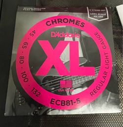 D’Addario Flatwound 5 string bass strings NEW