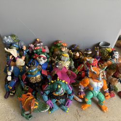 Vintage 1988–1992 TMNT Teenage Mutant Ninja Turtles Playmates Lot – 21 Figures – Rocksteady, Bebop, Wingnut, Slash – Some Accessories