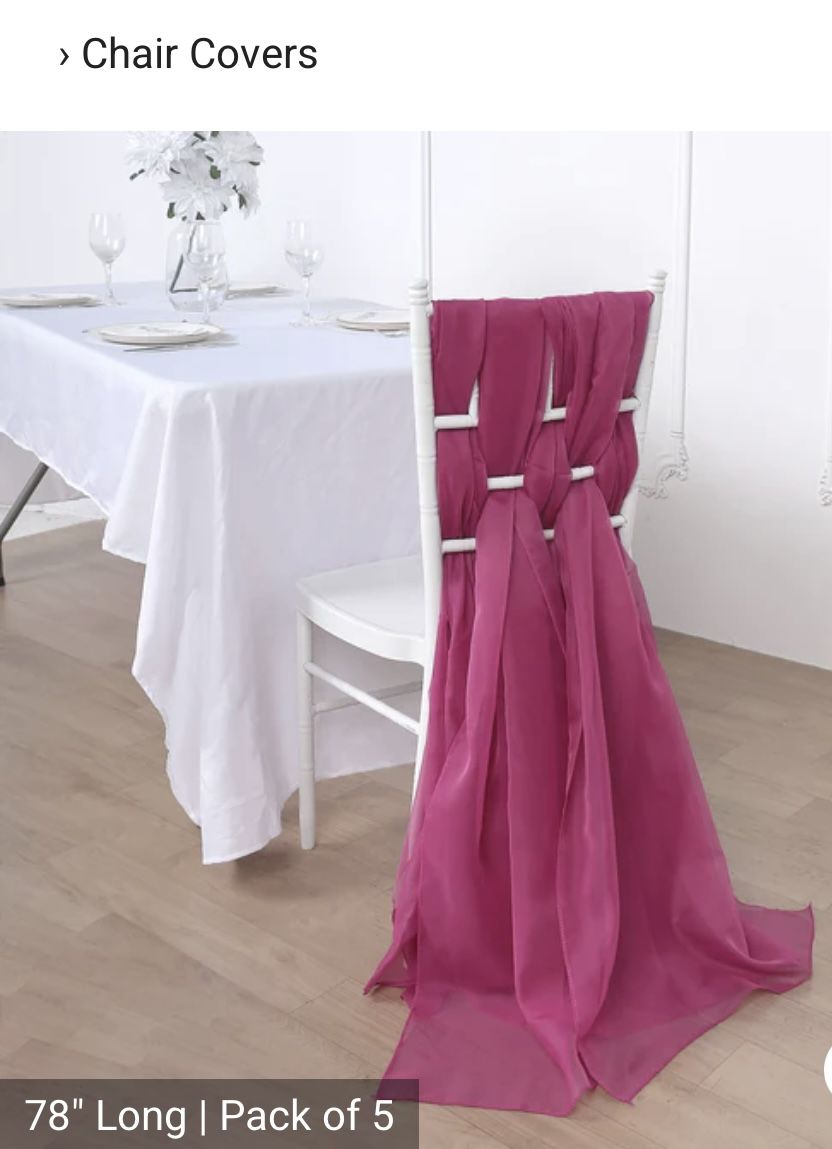 $25 For 5 Fuchsia Chair sashes / Table runners