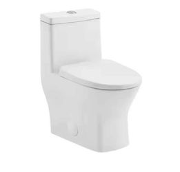 MacKenzie 1-Piece 14 in. Rough-in 1.1/1.6 GPF Dual Top Flush Round Toilet in Glossy White