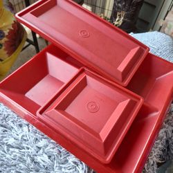 PARTY TRAY SET OF 3 TUPPERWARE 