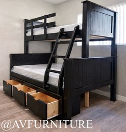 Full Twin Bunk Bed w Drawers and Foam Mattresses