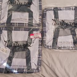 3 Pack Thirty-One Gifts Square Storage Tote -Sweater Weather Plaid