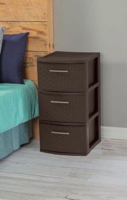 Sterilite Weave Tower, 3-Drawer Espresso Brown 24”