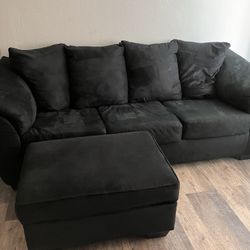 Black Sofa with Ottoman 