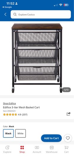 Edifice 3-Tier Mesh Basket Cart Black