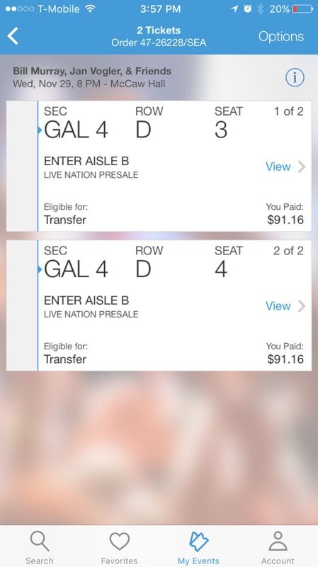 Bill Murray tickets.