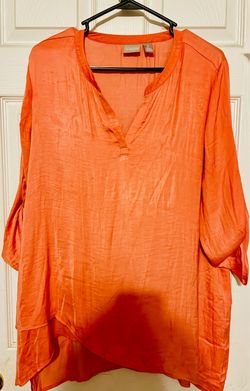 Chico's Orange Satin Tunic Blouse Size 3