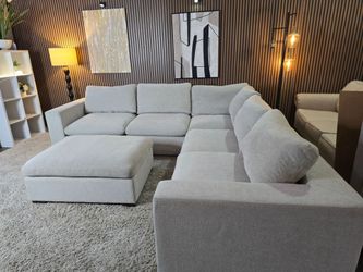 Thomasville Lowell 6-piece Modular Sectional with Ottoman Light Gray
