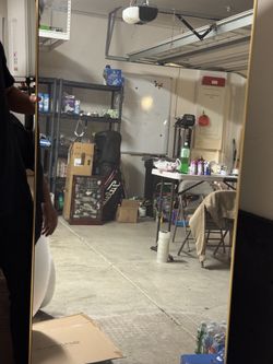 Full-Length Floor Mirror w/ Gold Frame – Modern Leaning Body Mirror