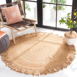 Braided Round Jute Area Rug 6 Natural BRD259A