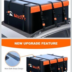 MeeFar Rooftop Cargo Carrier Car Roof Bag 21 Cubic Feet 100% Waterproof Car Top Carrier, Fits All Vehicle with/Without Rack,Include Anti-Slip Mat,10 R