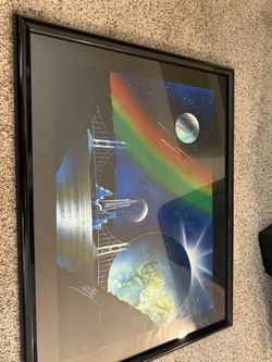 Spray Paint Art Work In Frame With glass 