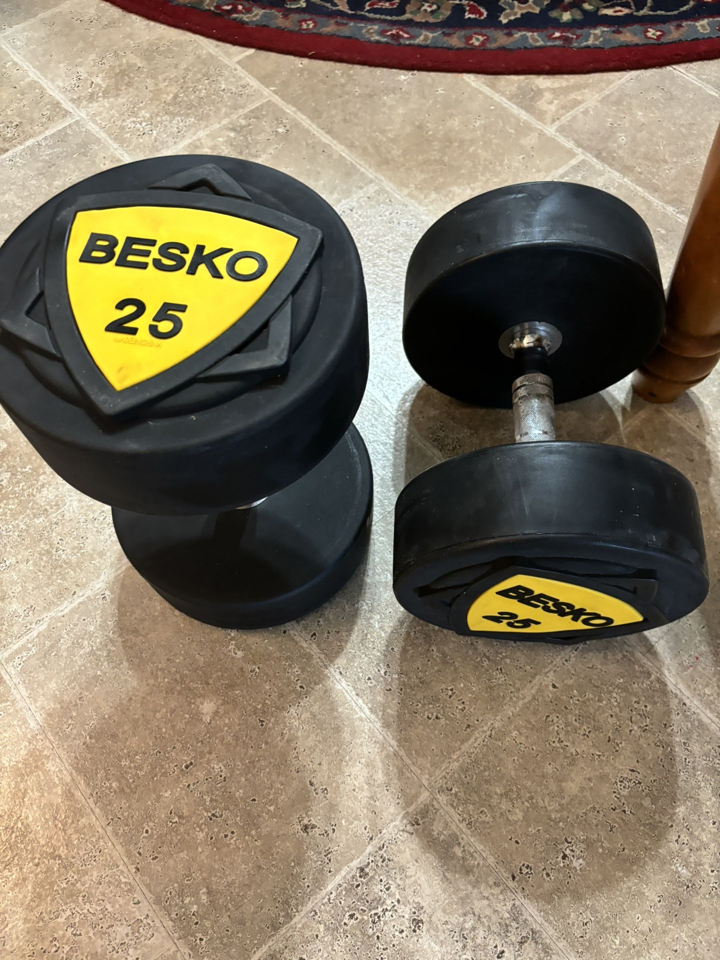 Pair Of 55 LB(25 KG) Rubber Dumbbell Weights 