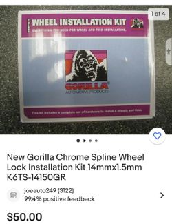 Gorilla Chrome Spline Wheel Lock Installation Kit 14mmx1.5mm K6TS-14150GR