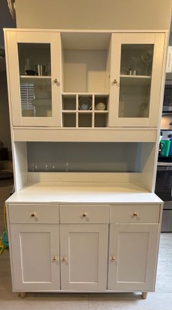 White Hutch Cabinet drawers kitchen