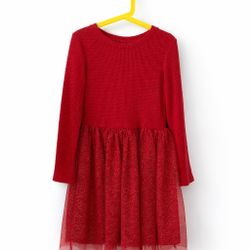 Girls Red Long Sleeve Dress – Size 6, Holiday & Special Occasion