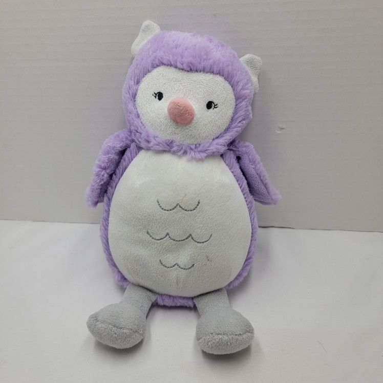 Carters Purple White Grey Owl Bird Stuffed Animal Baby Toy Lovey 67362 plush 10"