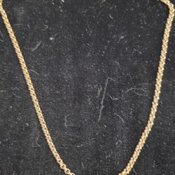 Genuine 10K 417 Yellow Gold Chain Link Necklace (A130)