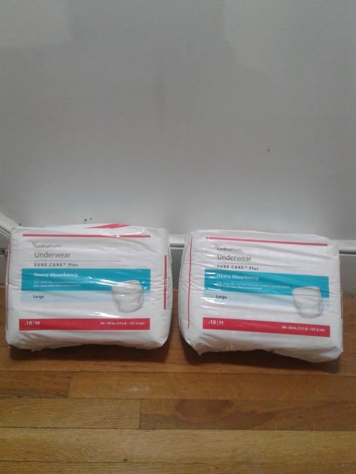 Cardinal Health Sure Care Plus Underwear, Heavy Absorbency 2 Packs Altogether 18 In Each Pack.