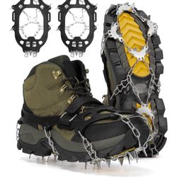 24 Spikes Crampons for Shoes, Anti Slip Ice Cleats for Shoes and Boots, Traction Ice Snow Grip with Stainless Steel Spikes and Silicone Men Women for 