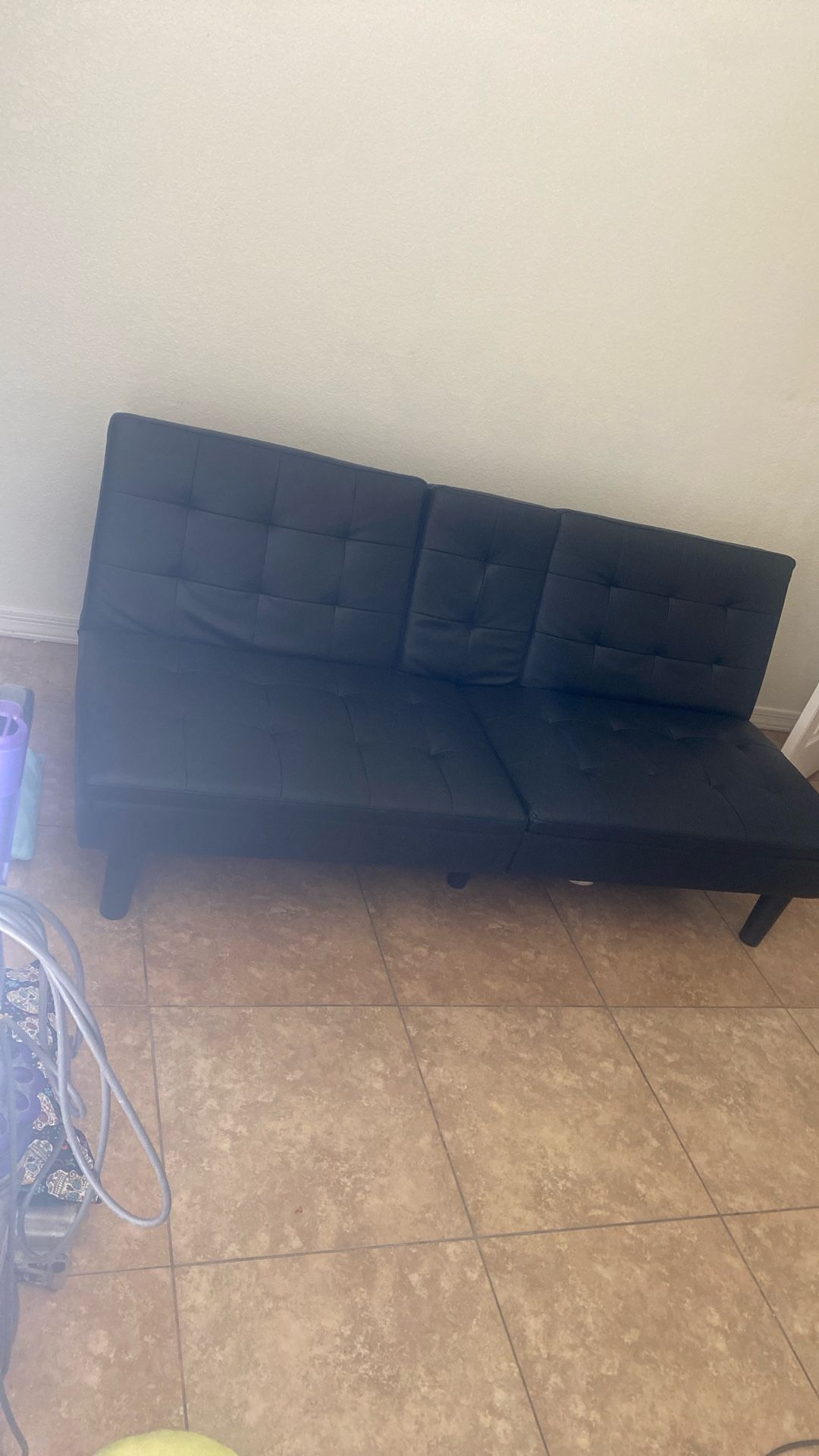 Black Futon With Plug-In Charger, Usb And Type C in great condition
