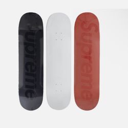 Supreme SS23 White, Black, & Red Tonal Box Logo Skateboard Deck Set