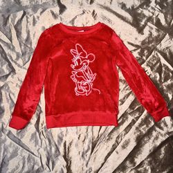 Disney Minnie Mouse Toddler Girls size 6 Red Soft Faux Fur Holiday Sweatshirt pu