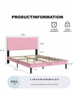 Pink Full/Queen Platform Bed frame